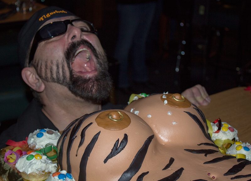 A punter in body paint, entirely committed. Not every night calls for this.