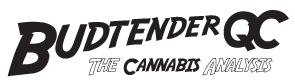 Budtender QC lockup — the wordmark in a forward-leaning italic that reads as a stamp rather than a brand, deliberately separate from the Bud Hut retail identity so the form carried its own authority