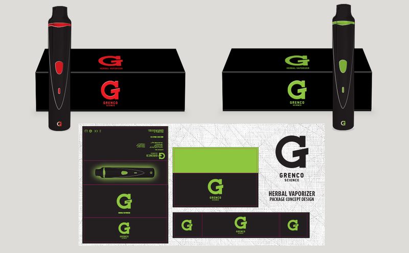 Grenco G Pen Pro — product lifestyle mockup, the vaporizer staged in a dark environment with green brand lighting