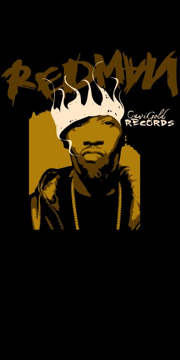 First vector pass — the whole illustration in a single olive-gold, tag included, sitting on a gold panel with a "CaviGold Records" credit set beside the head