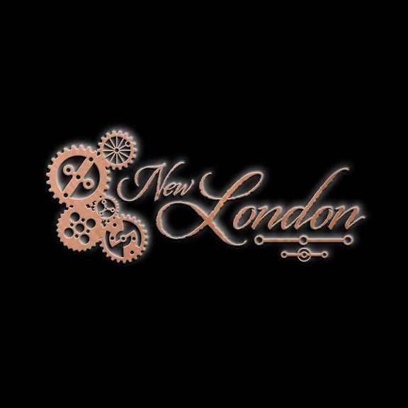New London — post-apocalyptic stenciled logo with worn, weathered treatment