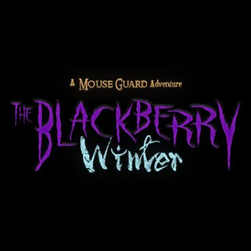 The Blackberry Winter — Mouse Guard-themed logo with small creature and winter berry motif