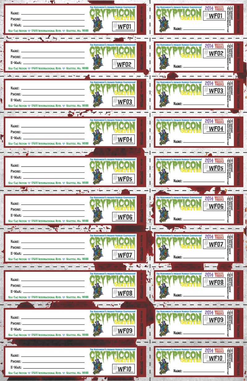 Crypticon 2014 — discount voucher, printed and distributed as a promotional insert