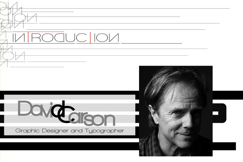 Opening spread — Carson's philosophy introduced through layered text and overlapping imagery