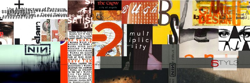 Deconstructed spread — text broken apart and reassembled across the page, rejecting conventional grid hierarchy