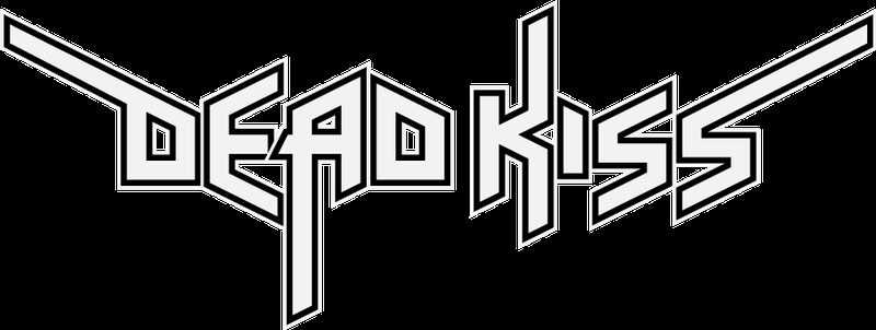 White variant — the same artwork inverted to white letters with a black keyline, built for dark garments and dark stage backdrops