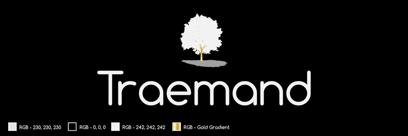 Traemand — stylized tree with exposed root system, paper company identity