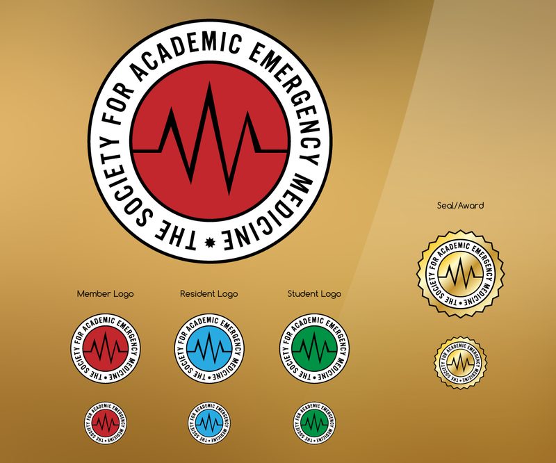SAEM — circular emblem with academic seal treatment, professional association identity