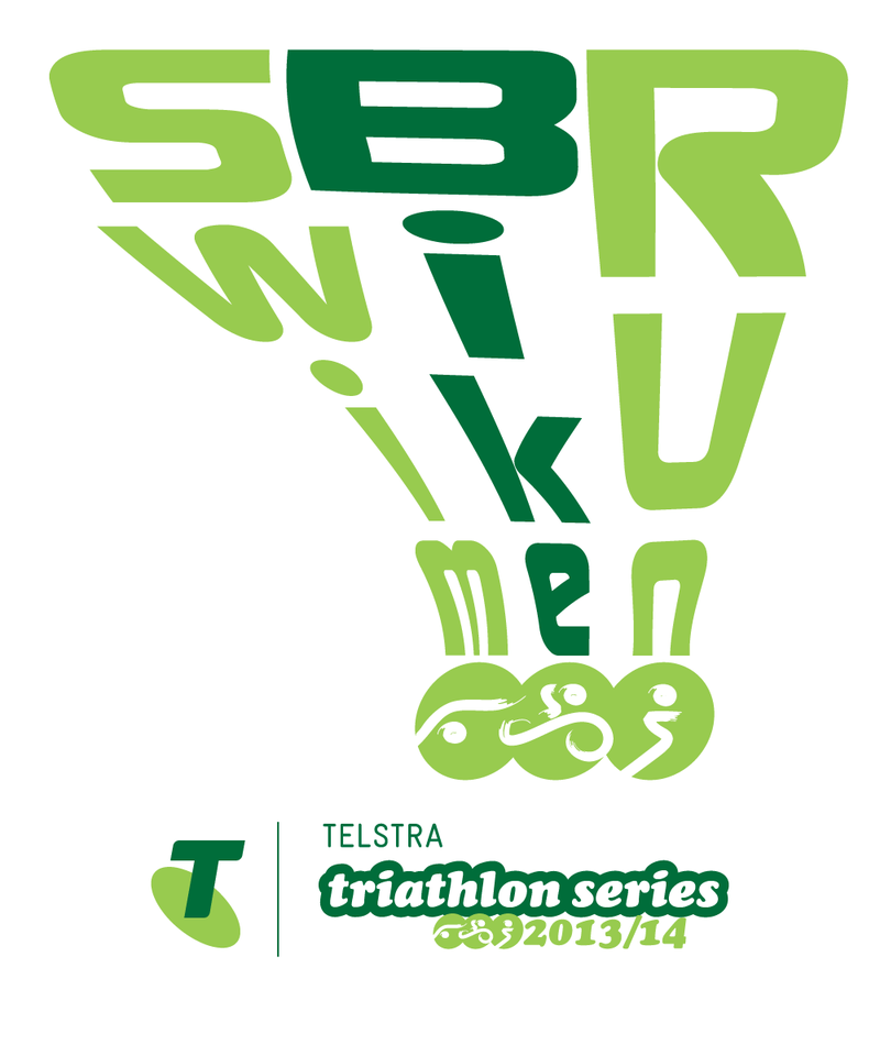 Triathlon Series — event logo with swimming, cycling, and running iconography, race series identity