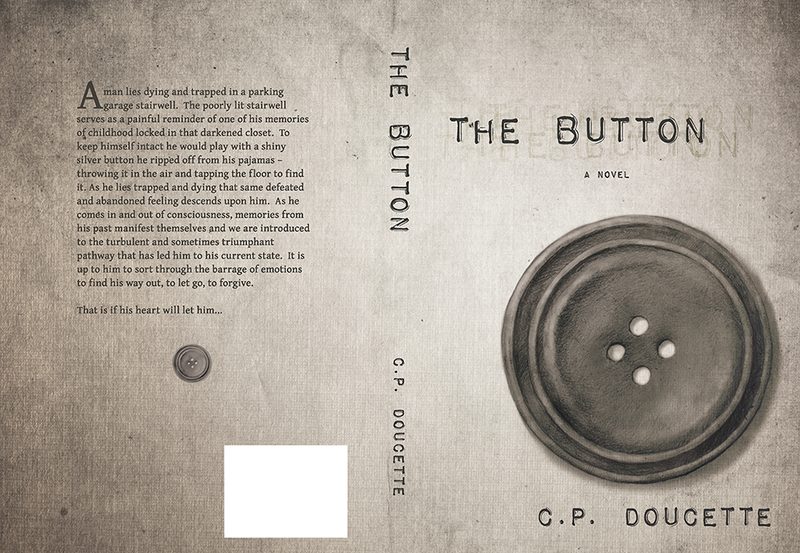Button Cover — book cover design with textured surface treatment, print piece