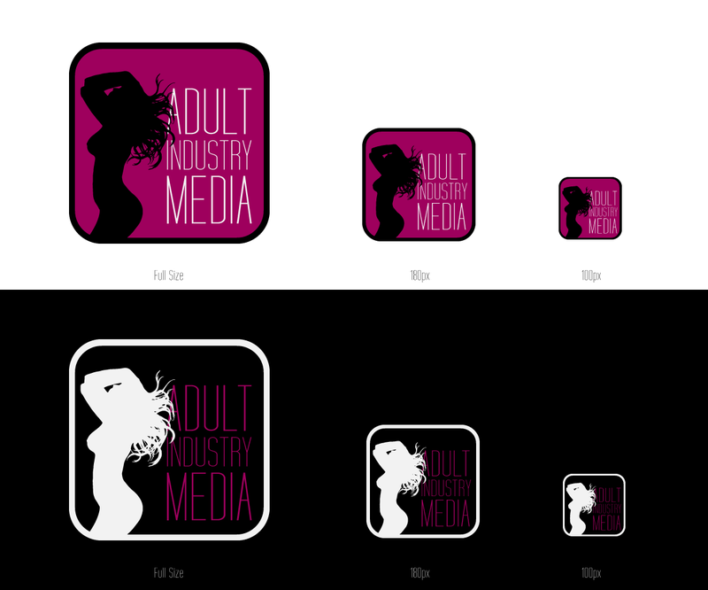Adult Media — silhouette figure with sunset gradient, adult entertainment media brand