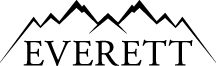 First submission — a single unbroken pen stroke forming a jagged range above "EVERETT" in wide-tracked serif capitals, the loosest and most gestural of the round