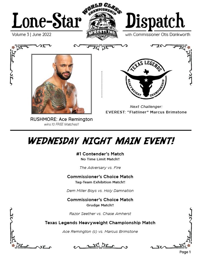 WCCW Commissioner Report — Front Page