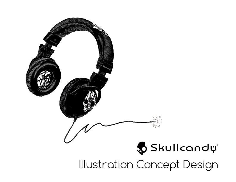 Skullcandy product sheet — page 1, headphones across device mockups