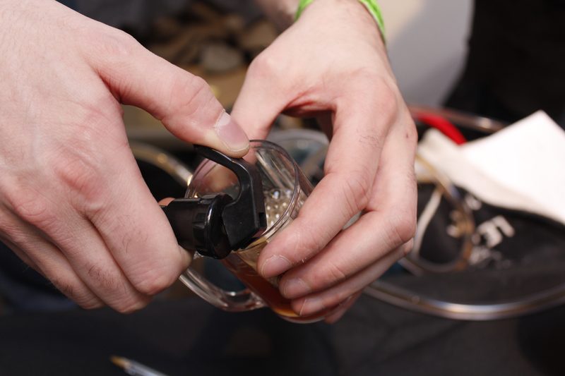 Tasting glasses left on the table after the judging