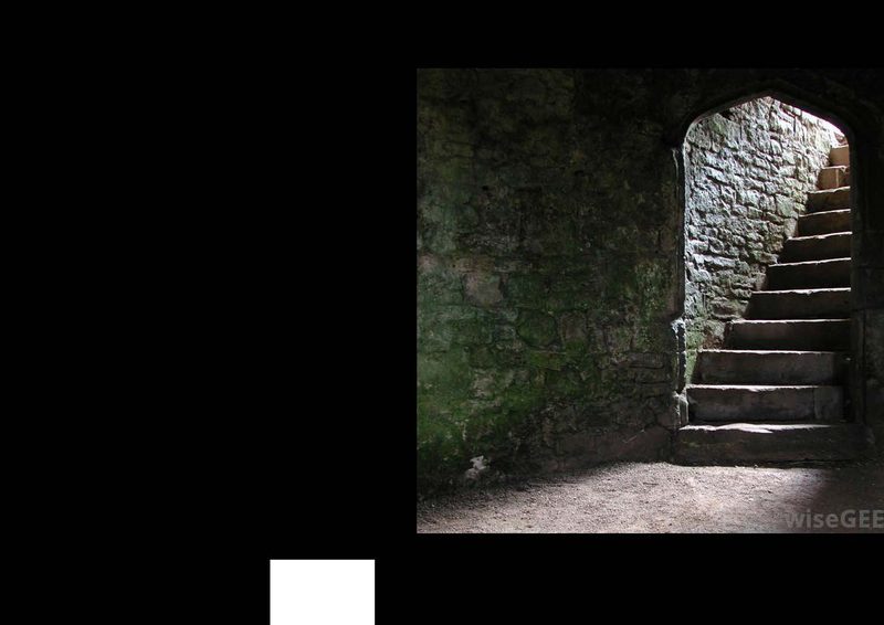 My early comp — the arch composition tested with a watermarked stock photograph standing in for artwork that did not exist yet, which is how the framing was agreed before anyone drew anything