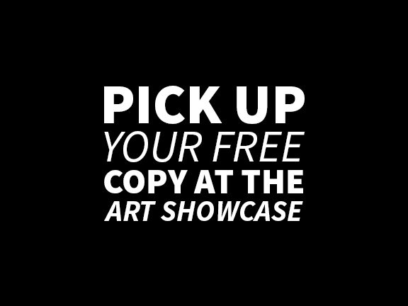 Proposed campus slide, 2 of 3 — the call to action, pointing readers to the Art Showcase for a free copy